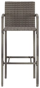 3 pcs conjunto de bar p/ jardim acácia maciça/vime PE cinzento