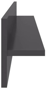 Estantes de parede 2pcs derivados de madeira cinza brilhante
