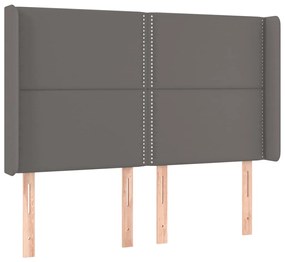 Cabeceira cama c/ LED couro artif. 147x16x118/128 cm cinzento