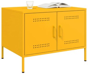 Mesa de centro 68x50x50,5 cm aço amarelo mostarda