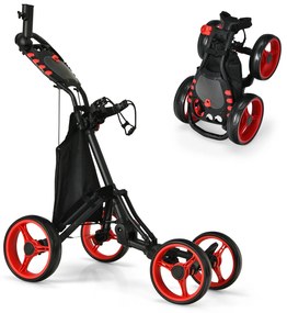 Carrinho de golfe dobrável de 3 rodas com bolsa, placar, alça ajustável, azul