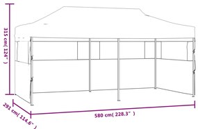 Tenda festa pop-up dobrável c/ paredes laterais 3x6m aço branco