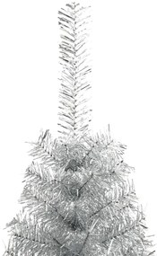 Meia árvore de Natal artificial com suporte 210 cm PET prateado