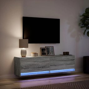 Móvel de parede p/ TV c/ luzes LED 140x31x38 cm cinzento sonoma