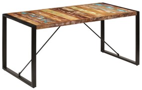 Mesa de jantar 160x80x75 cm madeira recuperada maciça