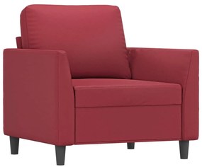 4 pcs conjunto sofás c/ almofadões couro artif. vermelho tinto
