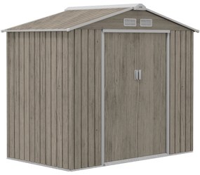 Abrigo de Jardim Metálico Modello Legno – 213x130x185 cm, 2 Portas de