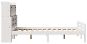 Cama com estante sem colchão 135x190 cm pinho maciço branco
