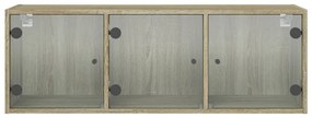 Armário de parede c/ portas vidro 102x37x35 cm carvalho sonoma