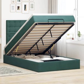 vidaXL Estrutura de cama otomana com colchões verde escuro veludo