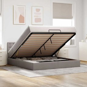 Cama Otomana com colchão & LEDs 180x200cm cinza-acastanhado