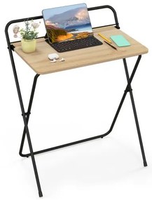 Mesa lateral quadrada de 2 níveis com prateleira de malha e estrutura de metal resistente - marrom rústico
