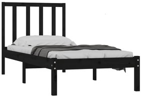 Estrutura de cama 100x200 cm pinho maciço preto