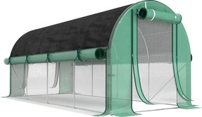 Outsunny Estufa Tipo Túnel 447x200x198 cm Estufa de Exterior com Paredes Laterais Cobertura Extra 8 Janelas de Malha e 2 Portas Verde | Aosom Portugal