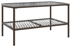 4 pcs conjunto sofás de jardim c/ almofadões vime PE castanho
