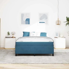 Estrutura da Cama Azul Escuro e Branco 160 x 200 cm Veludo