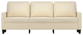 Sofá de 3 lugares tecido 180 cm cor creme
