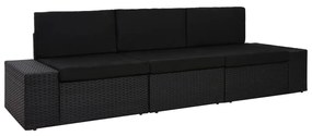 vidaXL Sofá seccional de 3 lugares vime PE preto