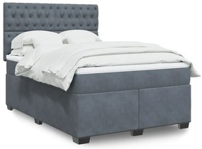 vidaXL Cama com molas/colchão 140x200 cm veludo cinzento-escuro