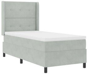 Cama Box com Colchão vidaXL Cinza Claro 90x190 cm Veludo