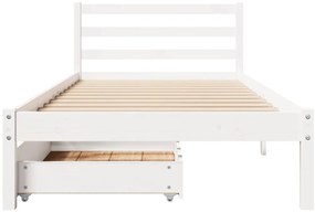 Cama sem colchão 75x190 cm madeira de pinho maciça branco