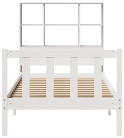 Cama com estante sem colchão 90x190 cm pinho maciço branco