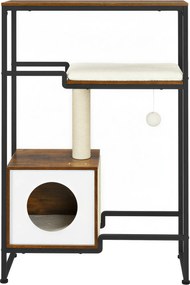 Arranhador para gatos, com prateleira 74 x 34 x 114 cm castanho