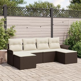 Conjunto de Sofá de Jardim 6 Peças com Almofadas de Rattan Sintético C