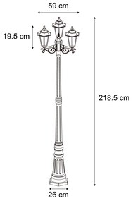 Lanterna de exterior clássica verde-escura 217cm 3-luzes IP44 - New Haven Clássico / Antigo