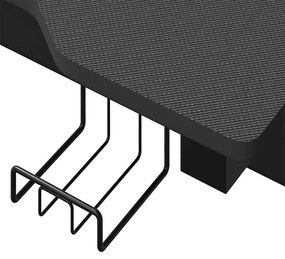 Secretária de gaming c/ luzes LED forma de Z 90x60x75 cm preto