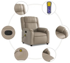 Poltrona de massagens reclinável couro artificial cappuccino