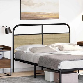 Cabeceira de cama 120 cm derivados madeira/aço carvalho sonoma