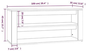 Sapateira Isabela - Com 2 Prateleiras - Madeira Rústica - 100x35x45 cm