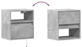 Móveis de parede para TV com luzes LED 2 pcs cinzento cimento