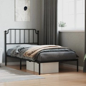 Estrutura de cama com cabeceira 100x190 cm metal preto