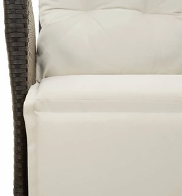 3 pcs conjunto de jantar p/ jardim c/ almofadões vime PE preto