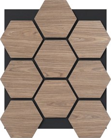 Conjunto de 4 painéis acústicos 81 x 66 cm com 9 painéis hexagonais de madeira absorvente de som para redução de ruído