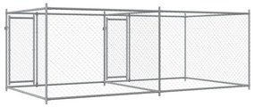 Jaula para cão com portas 4x2x1,5 m aço galvanizado cinzento