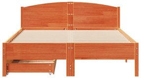 Cama sem colchão 140x190 cm pinho maciço castanho-mel