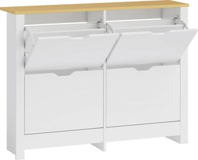 HOMCOM Sapateira Branca Alta com 4 Gavetas Basculantes para 16 Pares, 105x26x80 cm | Aosom Portugal