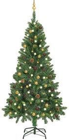 vidaXL Árvore Natal artificial pré-iluminada c/ bolas 150 cm verde