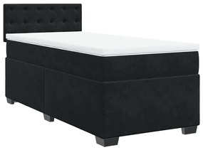 Cama com Molas/Colchão e Luzes Led - 80x200 cm - Veludo Preto