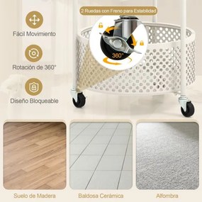 Mesa de centro de vidro móvel Mesa apoio ou cabeçeira de 2 níveis com padrão de urso Cesto de arrumação Estrutura metálica Mesa lateral moderna Branca
