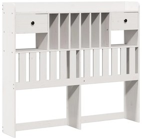 Cama com estante sem colchão 135x190 cm pinho maciço branco