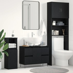 Gabinete de Pia de Banheiro vidaXL Carvalho Preto 80x33x60 cm Madeira