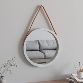 Espelho de parede com alça Ø 45 cm branco
