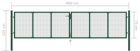 Portão de jardim em rede 390x75 cm aço verde