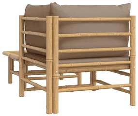 2 pcs conj. lounge jardim bambu almofadões cinzento-acastanhado