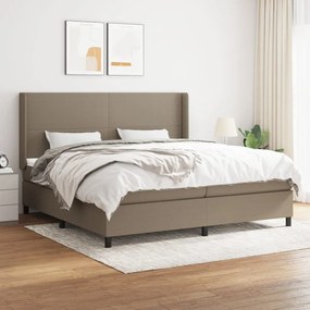 vidaXL Cama com molas/colchão 200x200 cm tecido castanho-acinzentado