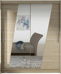 Roupeiro Closico 155, Carvalho sonoma, 200x150x58cm, 117 kg, Portas para roupeiro: Deslizante, Número de prateleiras: 5, Número de prateleiras: 5